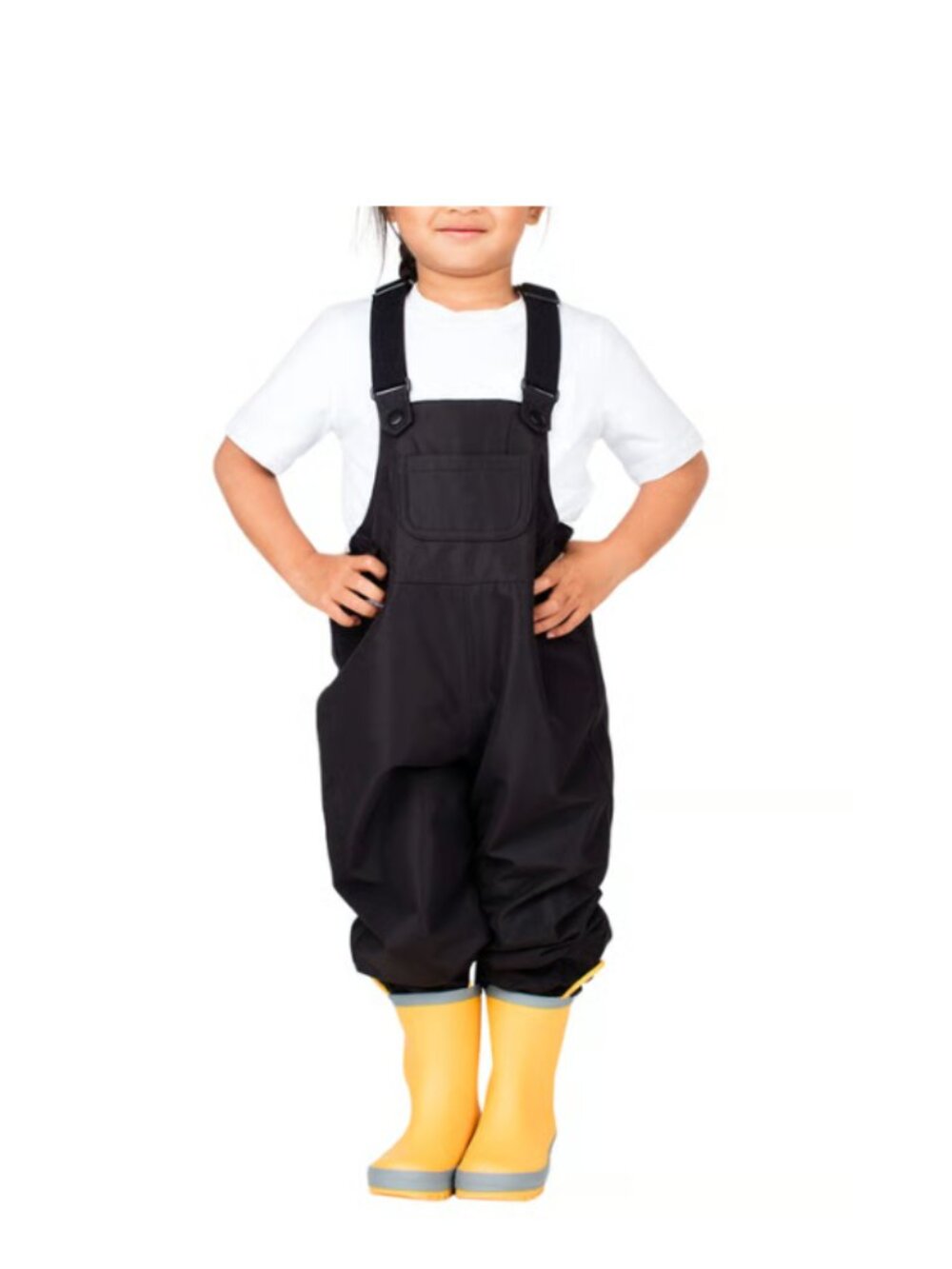Jan & Jul - Kids Fleece Lined Rain Overalls | Black